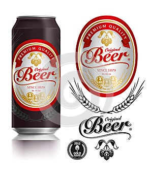 Beer Label vector visual on Black drinks can 500ml