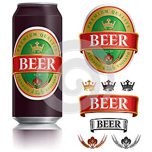 Beer Label vector visual on Black drinks can 500ml