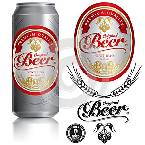 Beer Label vector visual on Black drinks can 500ml