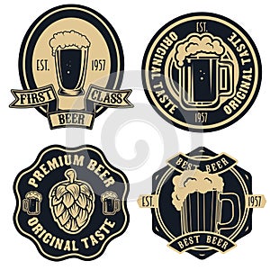 Beer labels. Vintage craft beer retro design elements, emblems,