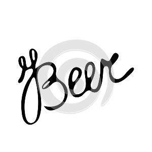 Beer lettering design template, grunge brush. Design Oktoberfest, menu, pub. Handwritten modern calligraphy written in letters.