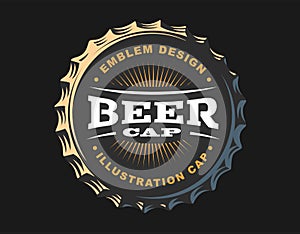 Beer logo on cap - vector illustration, emblem brewery design