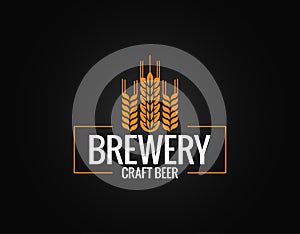 Beer logo design. Brewery label on black background