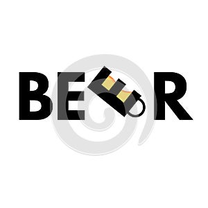 beer logo with slanted beer glass icon