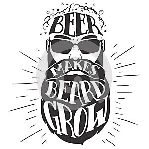 Beer makes beard grow Oktoberfest illustration