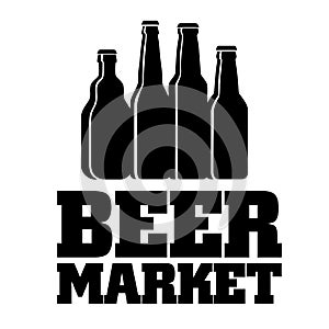 Beer Market logo. Three silhouettes of beer bottles and an inscription