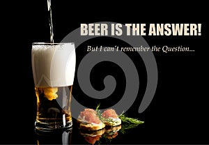 Beer Memes - poring with Caviar and bread, Beer is the answer! photo