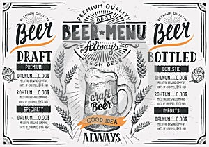 Beer menu restaurant, drink template.