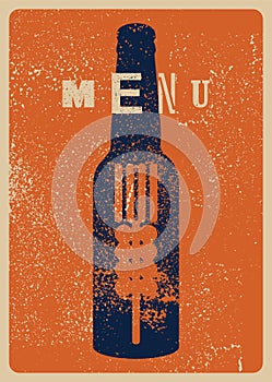 Beer Menu typographical vintage style grunge poster design. Retro vector illustration.