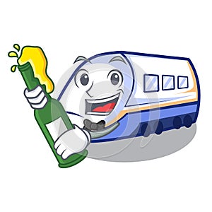 With beer miniature shinkansen train in cartoon shape