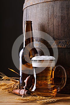 Beer mug and bottle