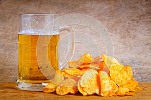 Beer mug and chips