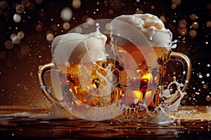 Beer mug clashing. Generate Ai photo