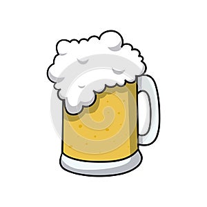 Beer mug. Drink icon. Doodle cartoon vector illustration.