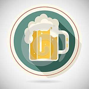 Beer Mug with Foam Retro Symbol Alcohol Icon long