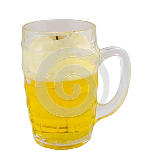 Beer mug with froth isolated on white background