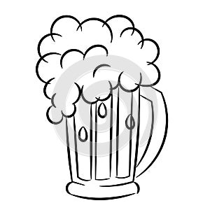 Beer mug froth sketch isolated