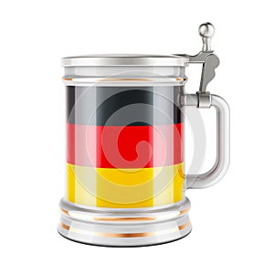 Beer mug with German flag, 3D rendering