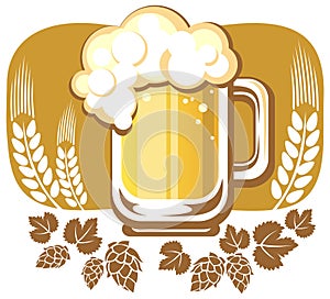 Beer mug and hop