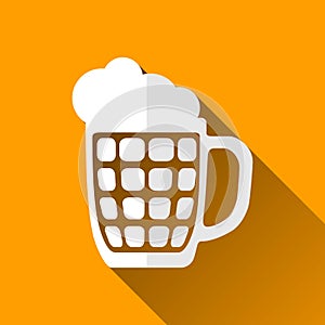 Beer Mug Icon, Long Shadows, Vector Illustration