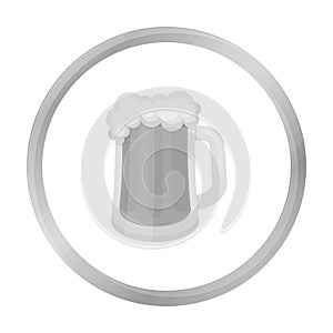 Beer mug icon in monochrome style isolated on white background. Oktoberfest symbol stock vector illustration.