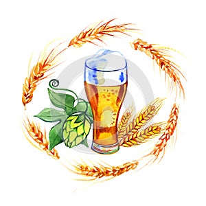 Beer mug sign scalable illustration. Logo and insignia design.