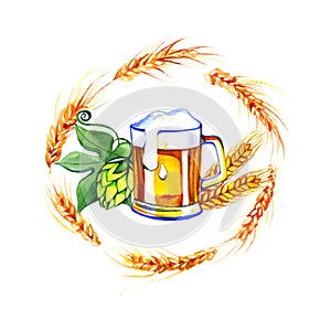 Beer mug sign scalable illustration. Logo and insignia design.