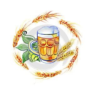 Beer mug sign scalable illustration. Logo and insignia design.