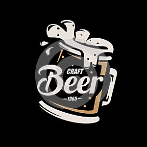 Beer mug, stylized vector symbol in retro style