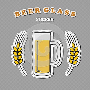 Beer mug with two wheat spikes stickers