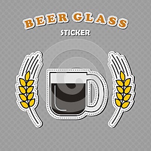 Beer mug with two wheat spikes stickers