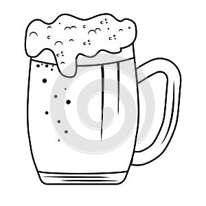 Beer in a mug, vector isolated illustration on a white background