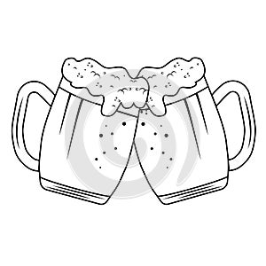 Beer in a mug, vector isolated illustration on a white background