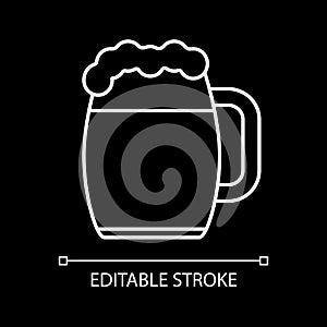 Beer mug white linear icon for dark theme