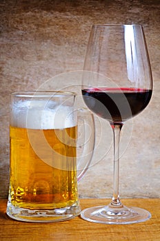 Beer mug and wine glass