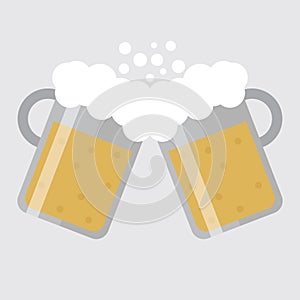 beer mugs cheers. Vector illustration decorative design