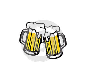 Beer mugs toasting