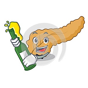 With beer pancreas mascot cartoon style
