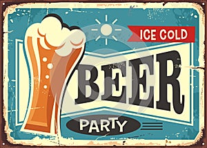 Beer party retro pub sign