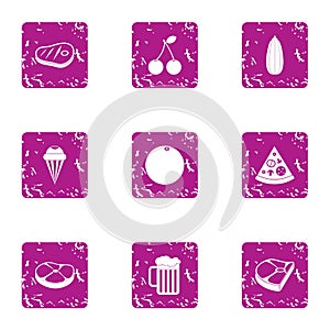 Beer pastime icons set, grunge style