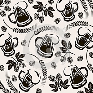 Beer pattern background set. Collection icon beer. Vector