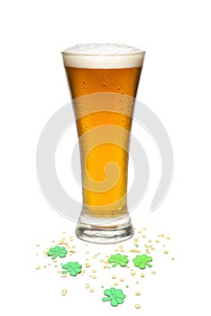 Beer In a Pilsner Glass with St. Patrick Day Theme