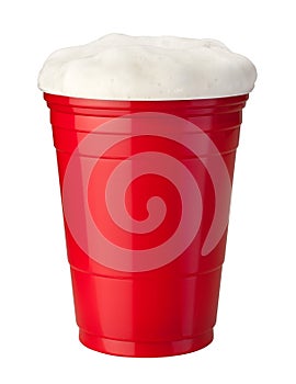 Beer in Plastic Cup isolated