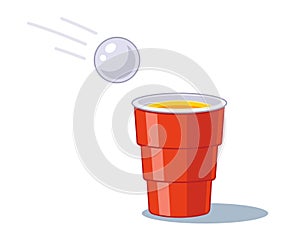 beer pong game for adults. red cup with white balloon.