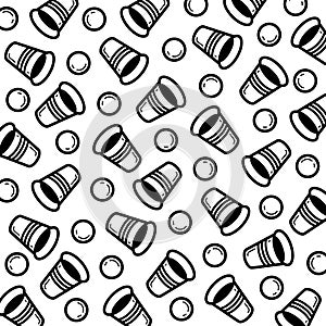 Beer pong pattern background set. Collection icon beer pong. Vector
