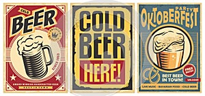 Beer posters advertisements vector set