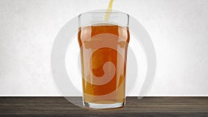 Beer Pours Into Glass On Table