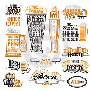 Beer pub and festival labels, badges and icons collection