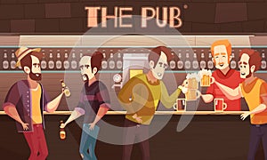 Beer Pub Flat Vector Illustration