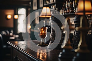 beer pub interior. Illustration AI Generative